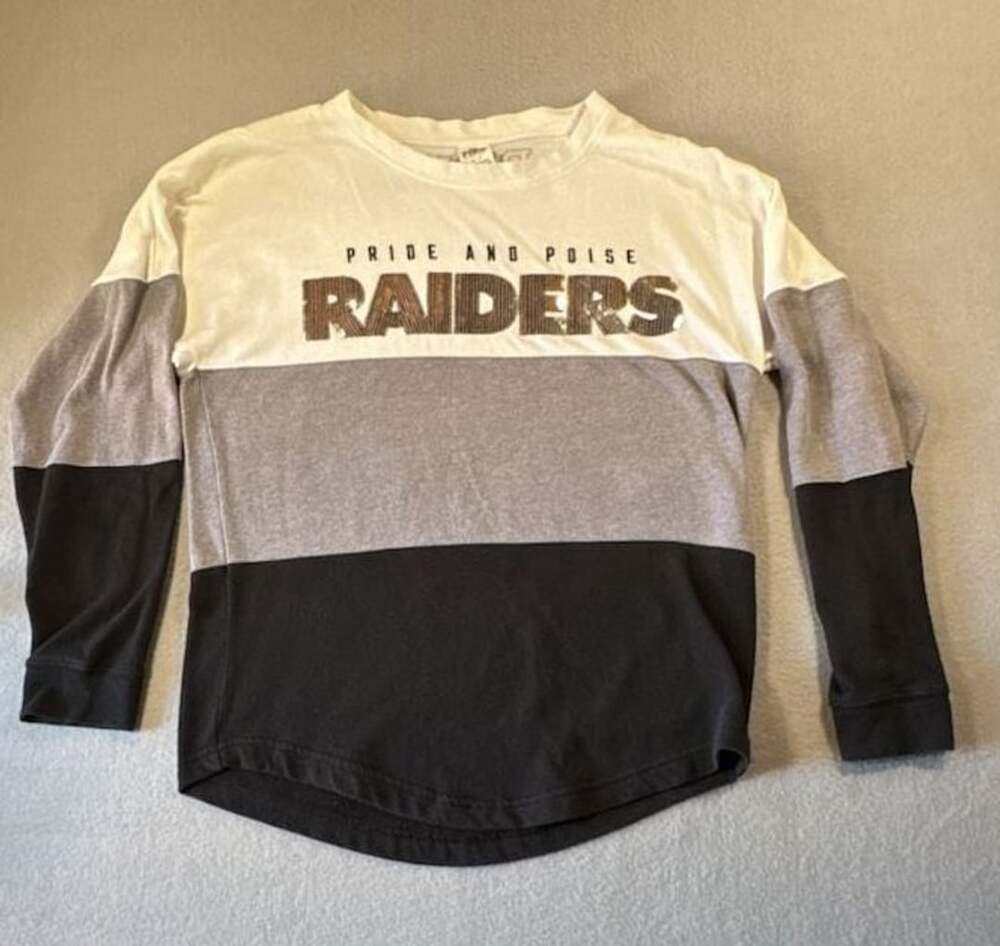 Victoria's Secret PINK NFL Las Vegas Raiders Pride and Poise Sequin Long Sleeve